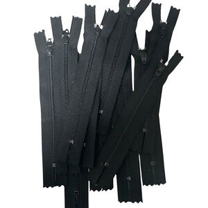 Five 5” Black Nylon Coil Zippers
